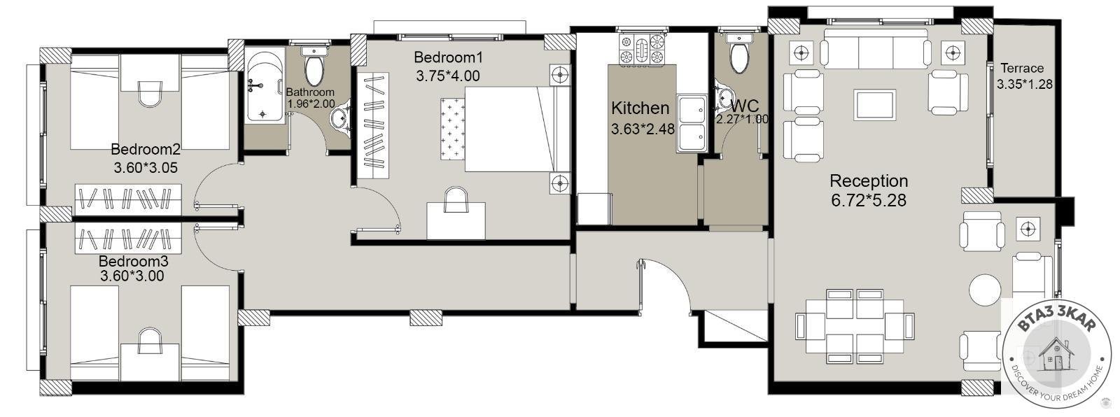 شقة 156 م بالحي التكميلي امام كمباوند الاشرافية دور متكرر استلام فوري