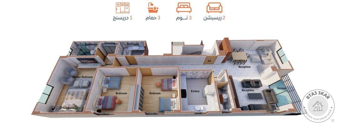 شقة بقسط على 90 شهر في ميني كمبوند بحدائق الاندلس