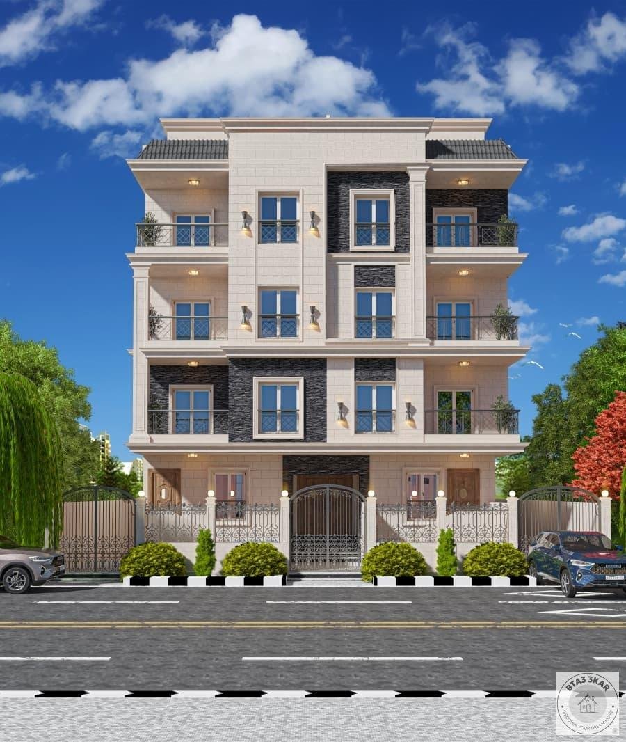 شقة 168م  دور متكرر أمامي بالنورث هاوس رابع صف من طريق السويس